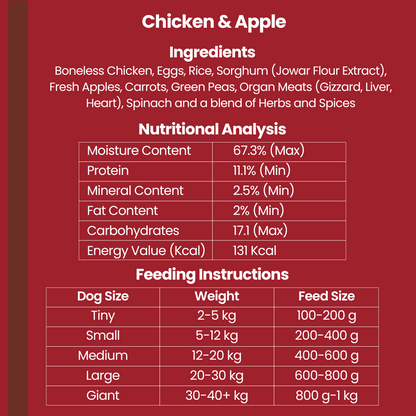 Wet Dog Food Made With Real Chicken and Apple (Apple Chicken) - 200g