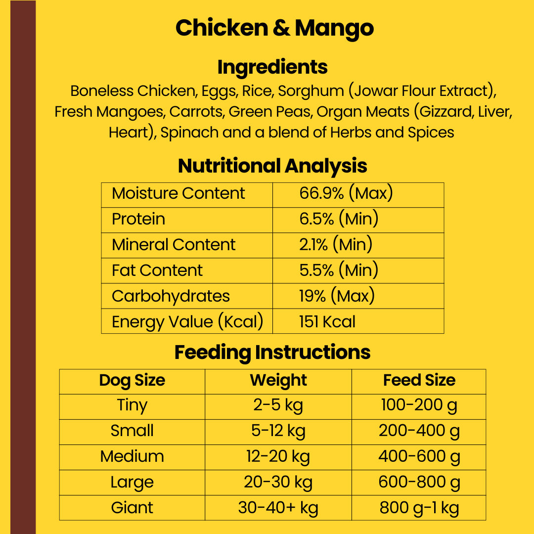 Wet Dog Food Made with Real Chicken and Mango Flavour (Mango Chicken) - 200g